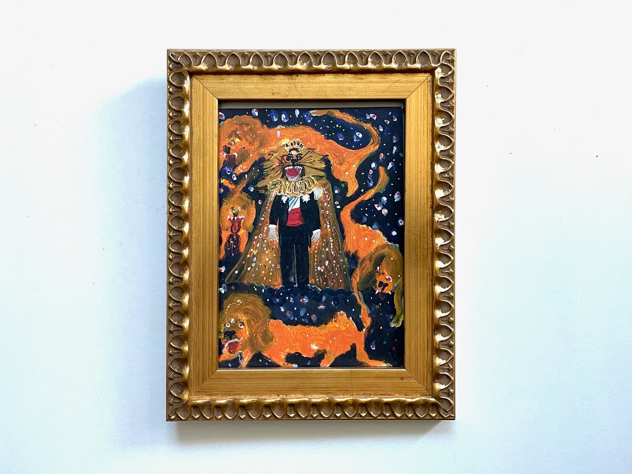 Peter Doig Pigment On Paper Dioror Lion Theme Updated Gilt Frame