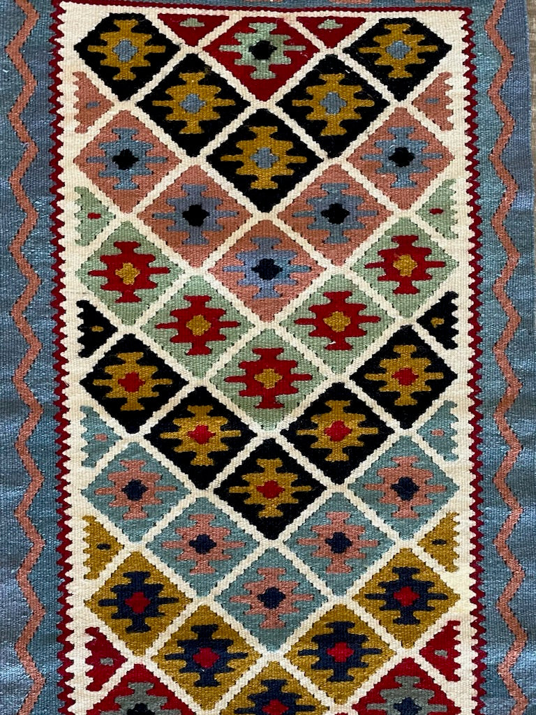 Shiraz Kilim Geometric Tribal Texture Art Rug