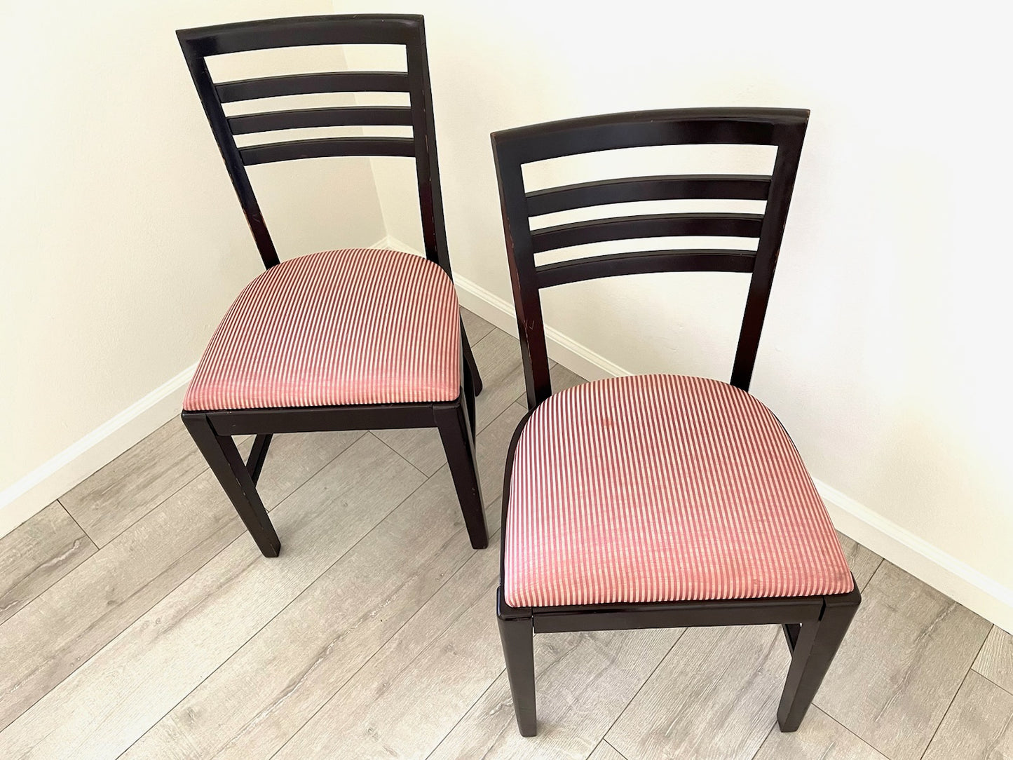 Mid Century Modern Ladder Back Upholstered Accent Chairs