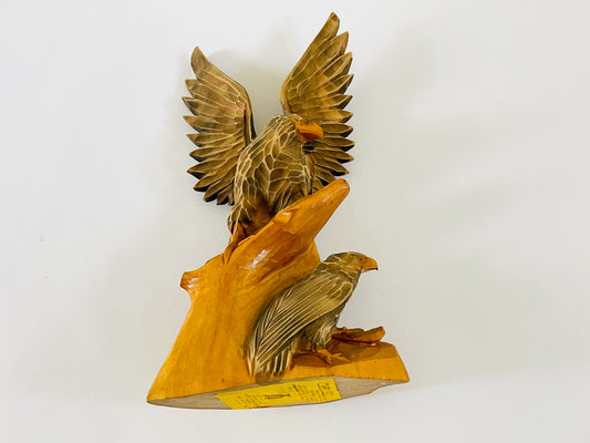 Hand Carved Eagle Falcon Baby Folk Art Russian Sculpture