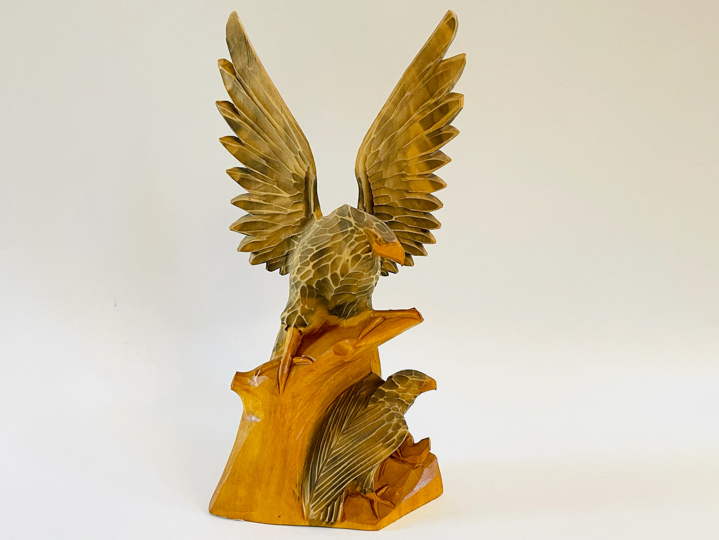 Two Eagles Ukrainian Hand Carved Sculpture With Label Marks