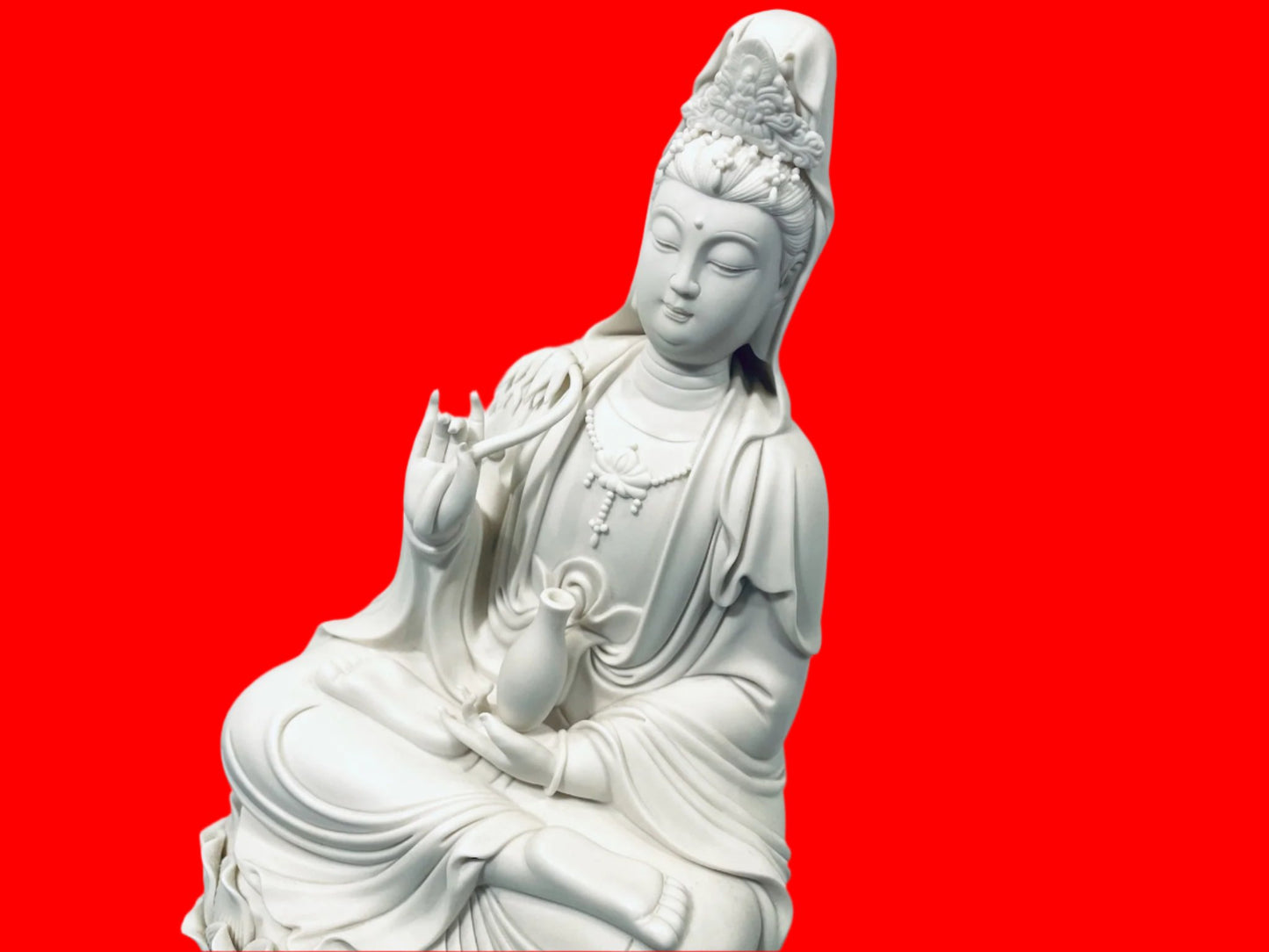 White Porcelain Seated Buddha Sculpture Hallmarked