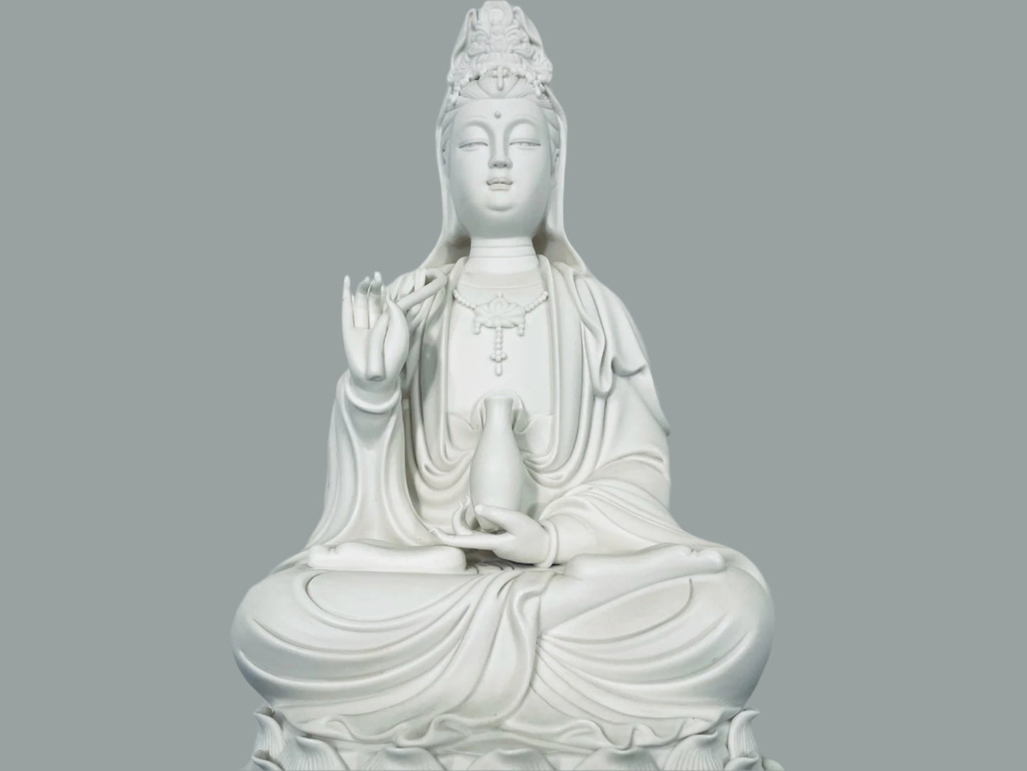 White Porcelain Seated Buddha Sculpture Hallmarked