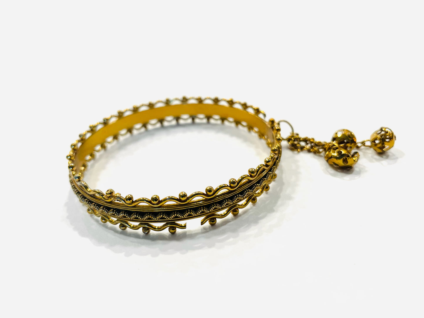 Brass Geometric Bangle Bracelet Designed Charms