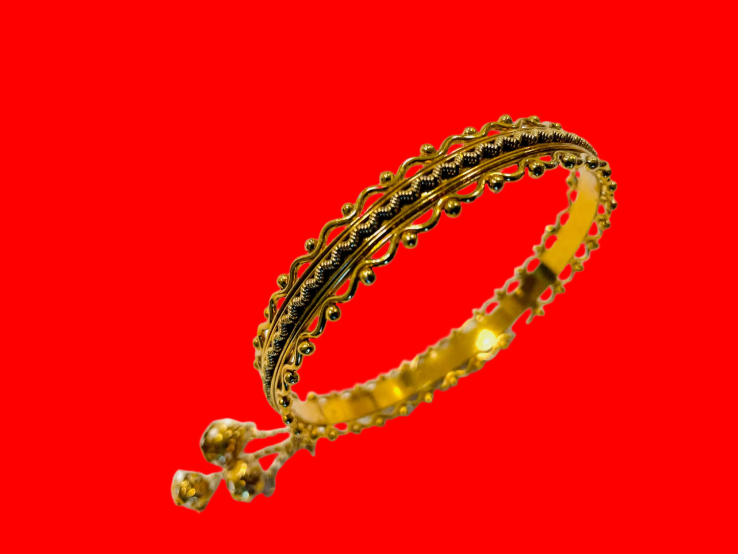 Brass Geometric Bangle Bracelet Designed Charms