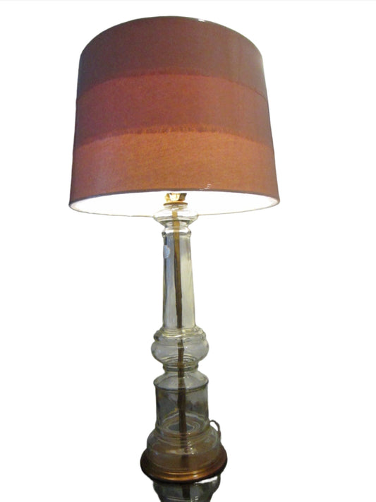 Italian Glass Table Lamp Terracotta Drum Shade