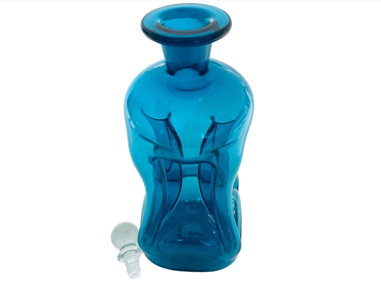 Jacob Bang Kingfisher Blue Glass Holmegaard Decanter Mid Century Modern