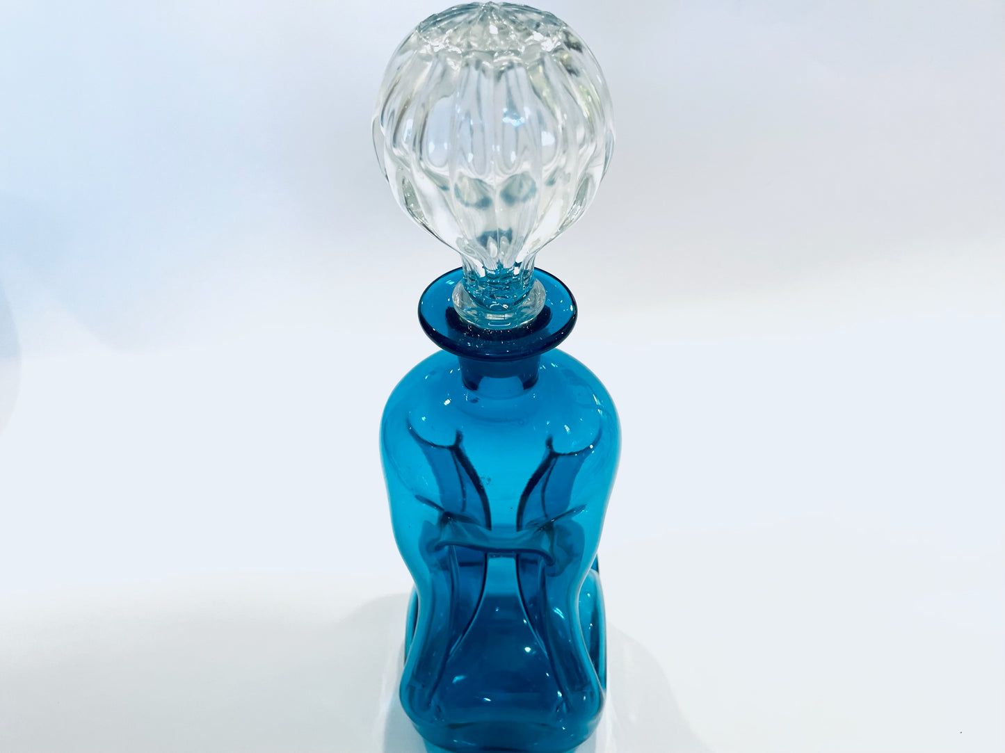 Jacob Bang Kingfisher Blue Glass Holmegaard Decanter Mid Century Modern