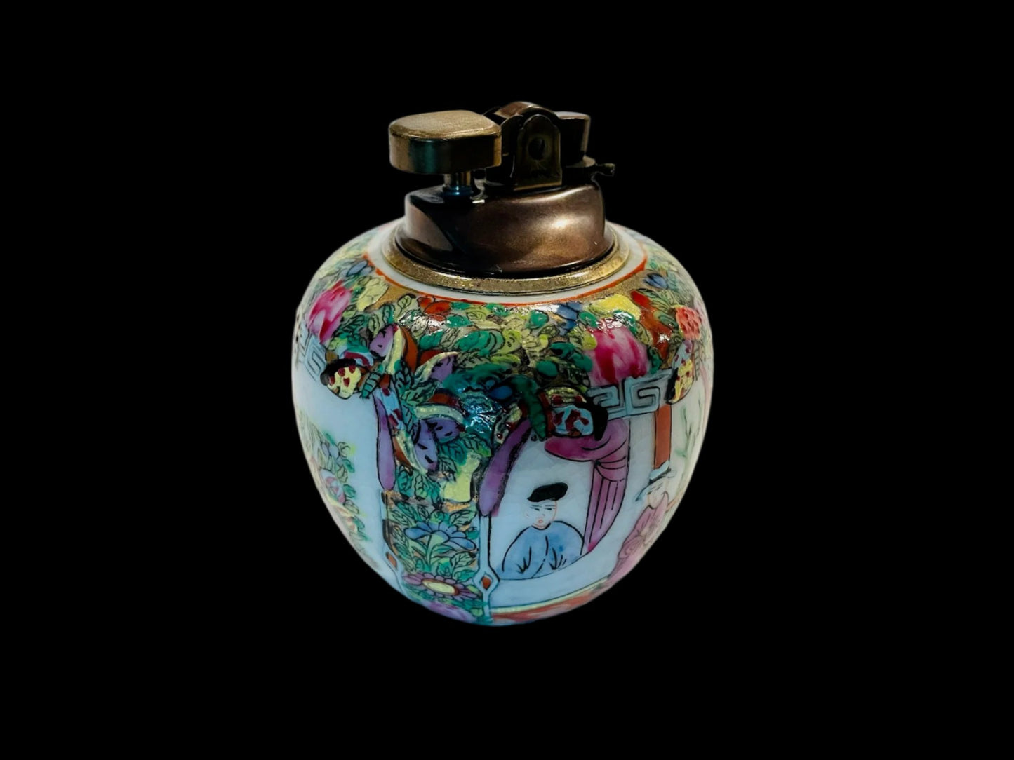 Hh Hand Painted Hong Kong Famille Rose Japan Table Lighter