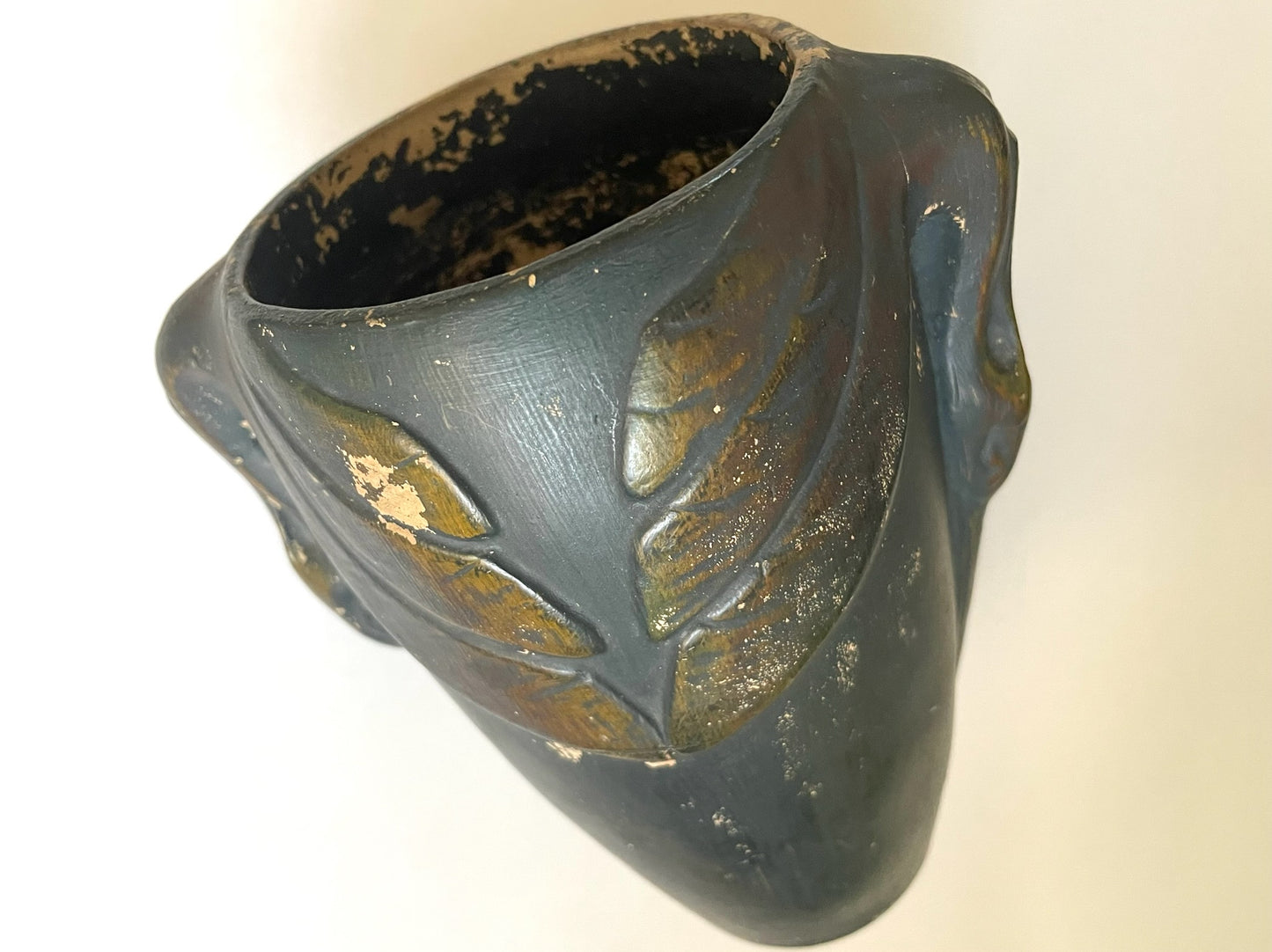 A Charcoal Ceramic Vase Gold Painted Swan Handles Flame Marked Numbered