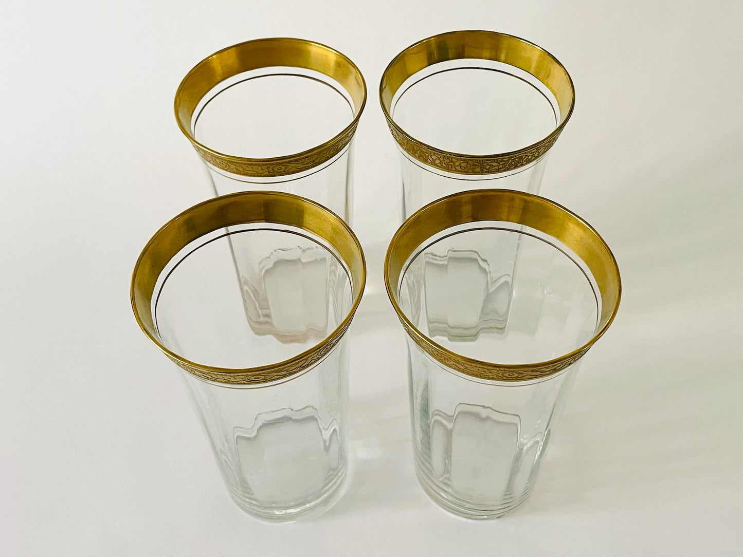 Tiffin Franciscan Glass Tumblers Gold Encrustation Suite