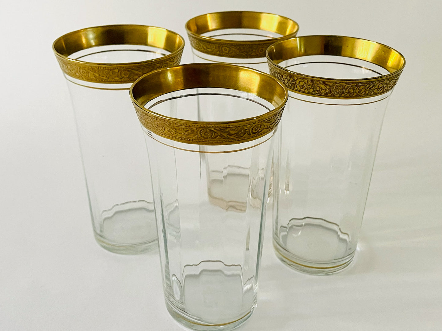 Tiffin Franciscan Glass Tumblers Gold Encrustation Suite