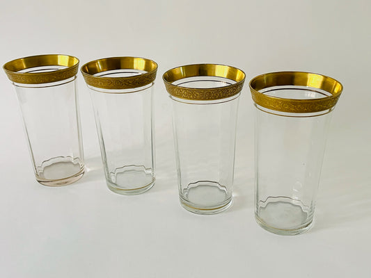 Tiffin Franciscan Glass Tumblers Gold Encrustation Suite