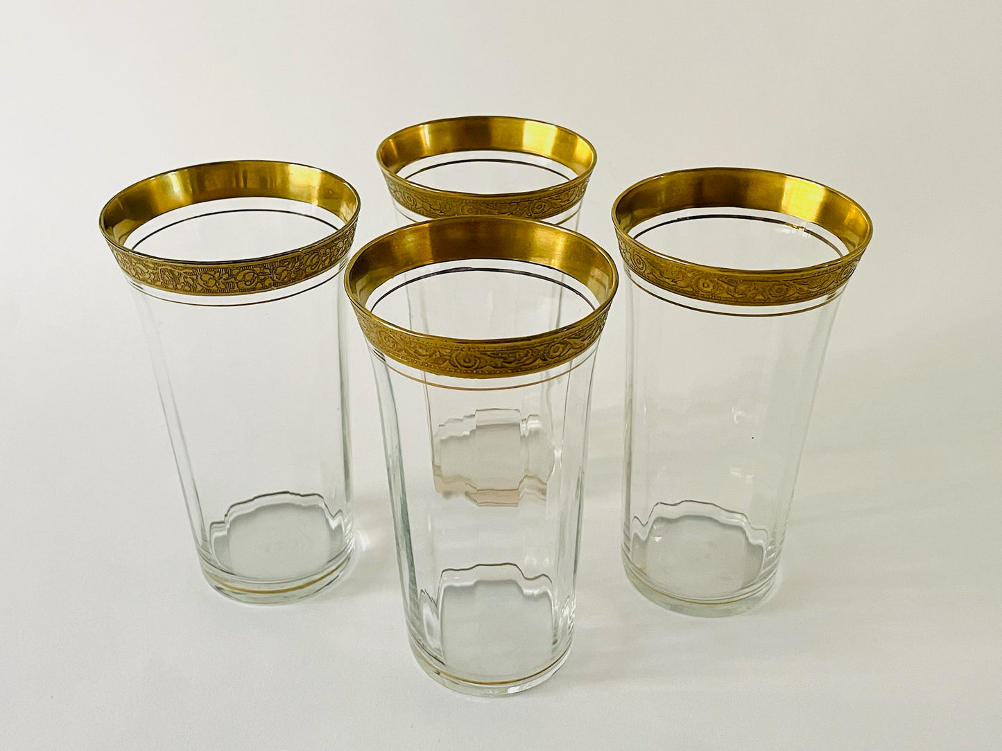 Tiffin Franciscan Glass Tumblers Gold Encrustation Suite