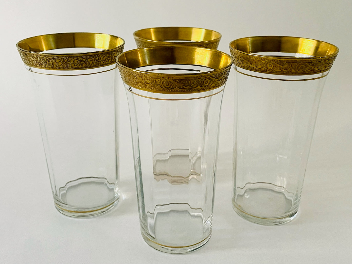 Tiffin Franciscan Glass Tumblers Gold Encrustation Suite