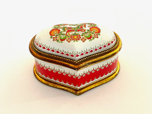 Enamel Heart Sankyo Musical Jewelry Box Horse Medallion