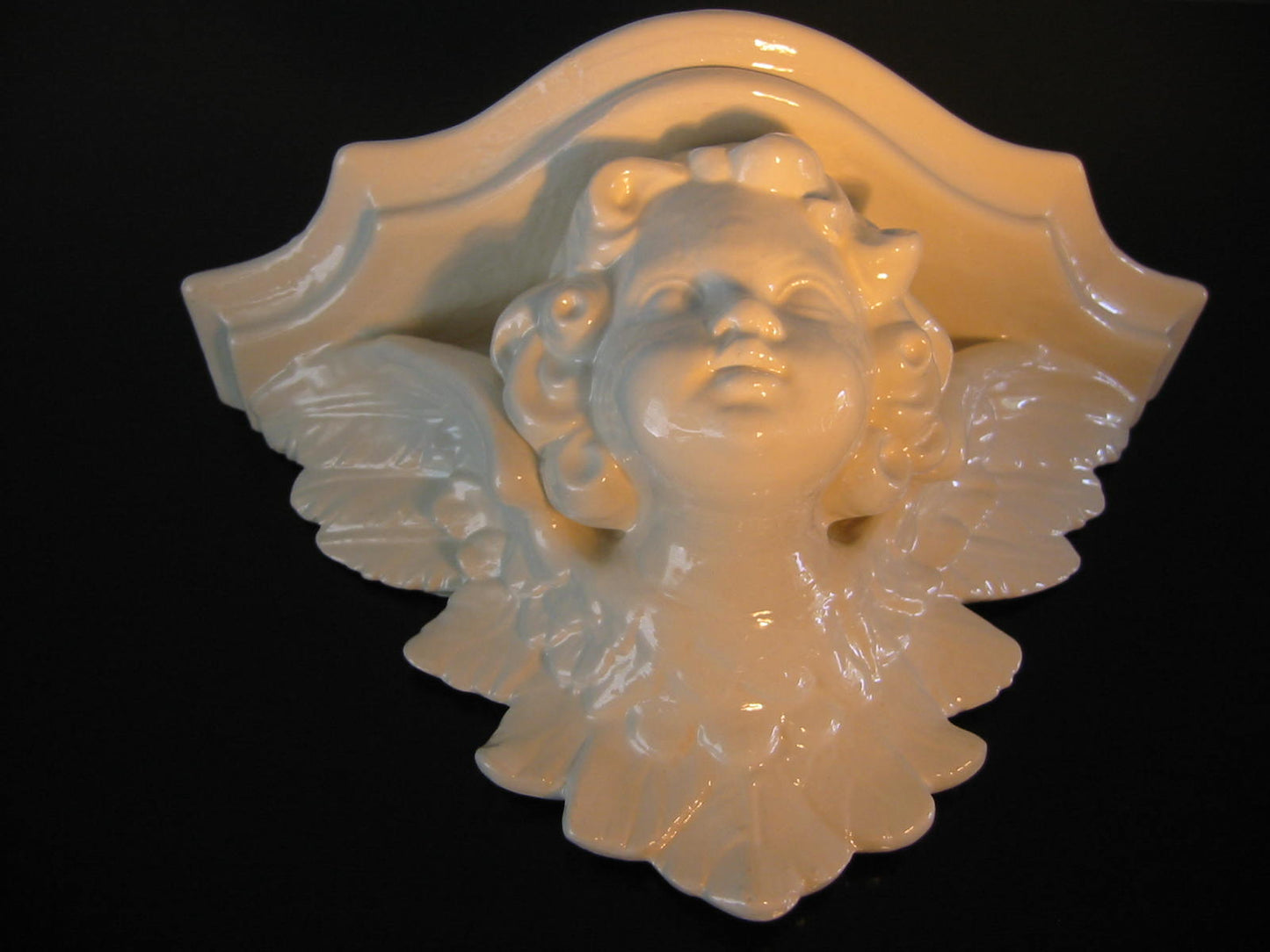 White Ceramic Angel Wall Sconce Made in America