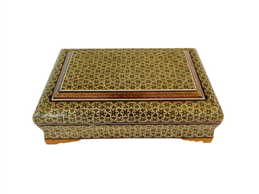 Khatam Box Inlaid Marquetry Geometric Gilt Decorated