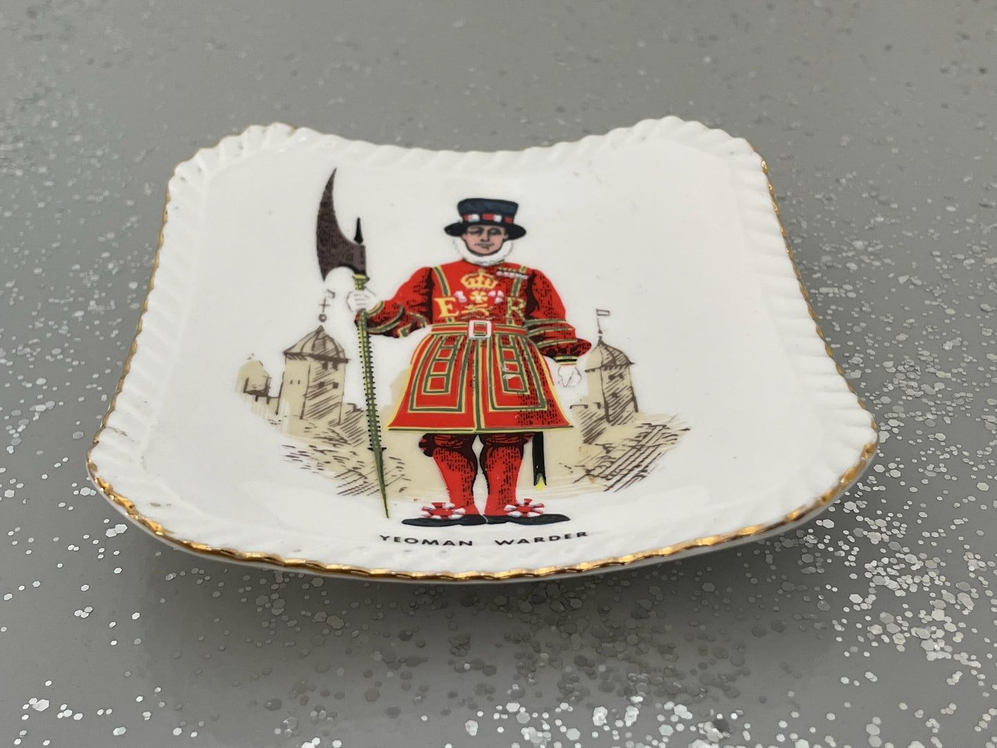 Royal Adderley Floral Bone China Square ER Soldier Tray Made In England