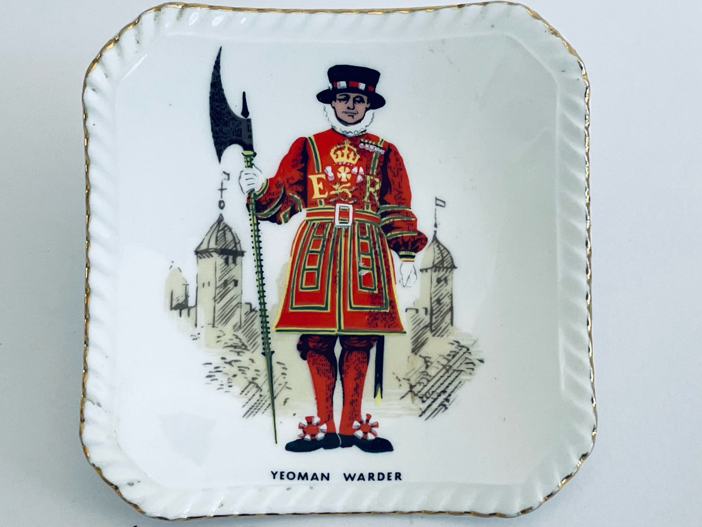 Royal Adderley Floral Bone China Square ER Soldier Tray Made In England