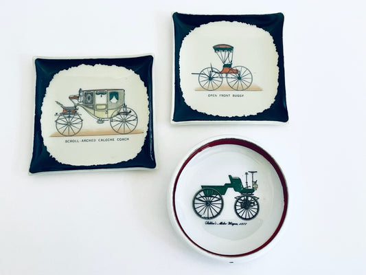 Three Relish Trays Decorated Classic Carriage