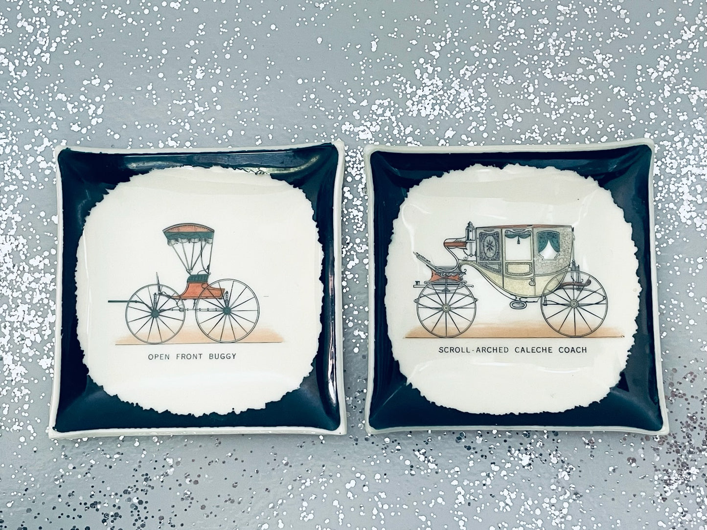 Three Relish Trays Decorated Classic Carriage