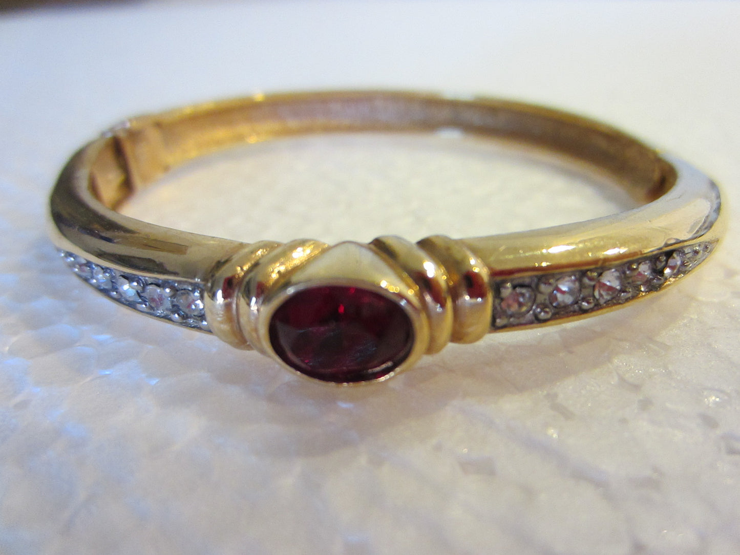 Victorian Bangle Ruby Glass Cabochon Crystals