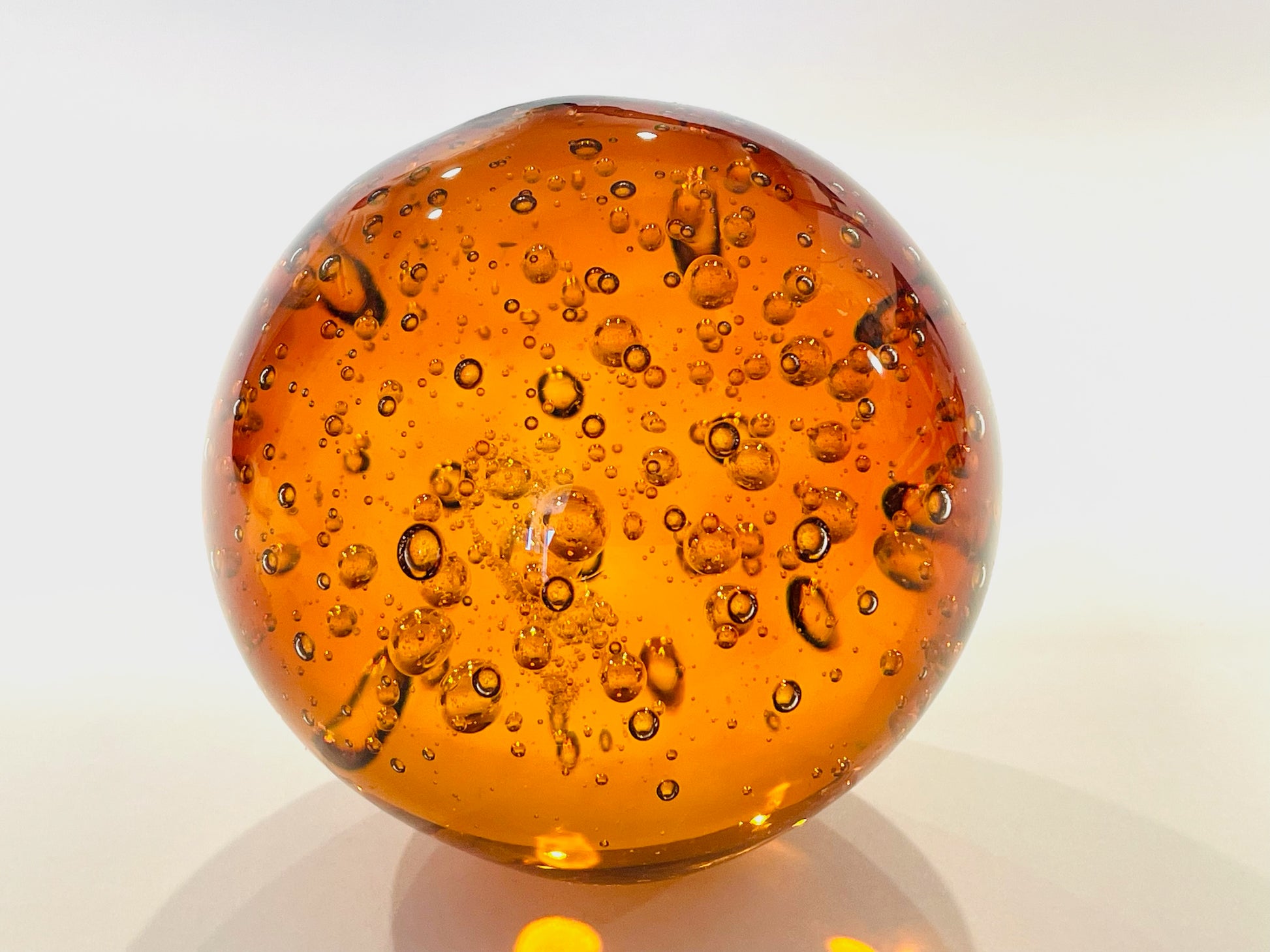 Blown Glass Golden Sphere Controlled Bubbles