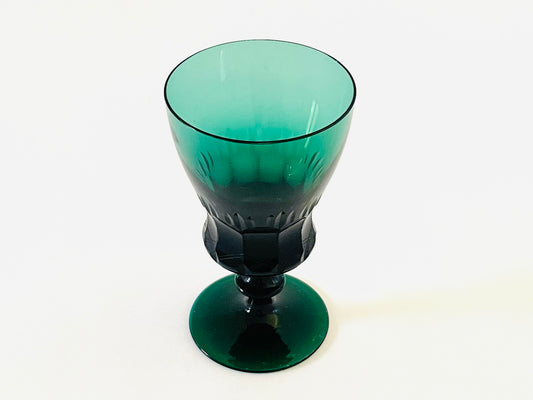 Antique Emerald Stem Wine Glass