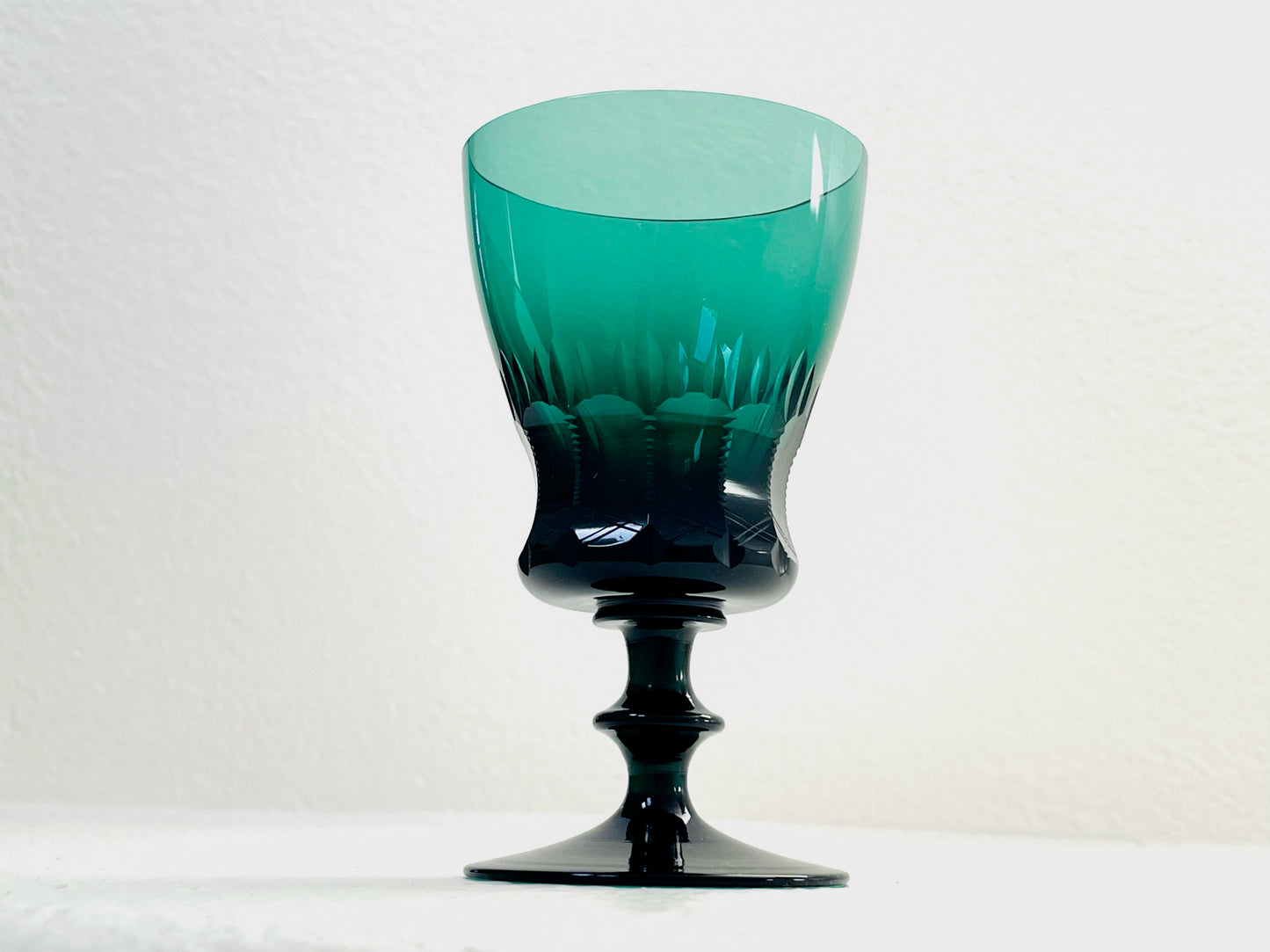 Antique Emerald Stem Wine Glass