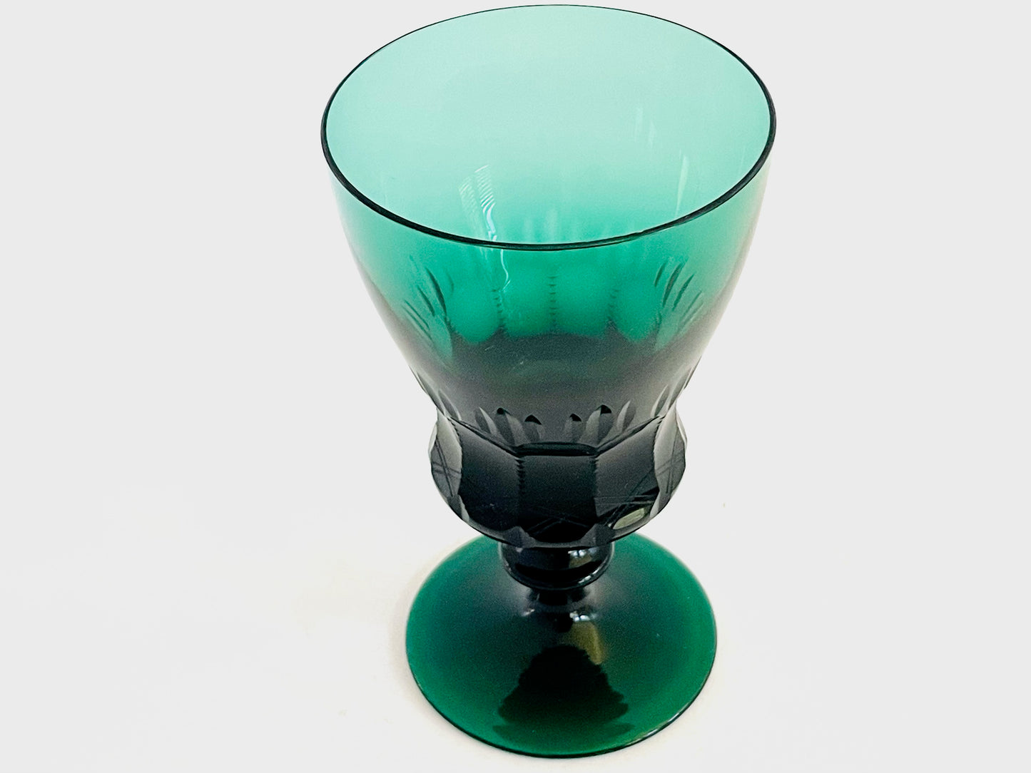 Antique Emerald Stem Wine Glass