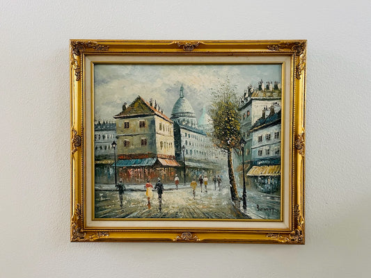 Caroline Burnett Parisian Street Scene Signed Oil On Canvas 