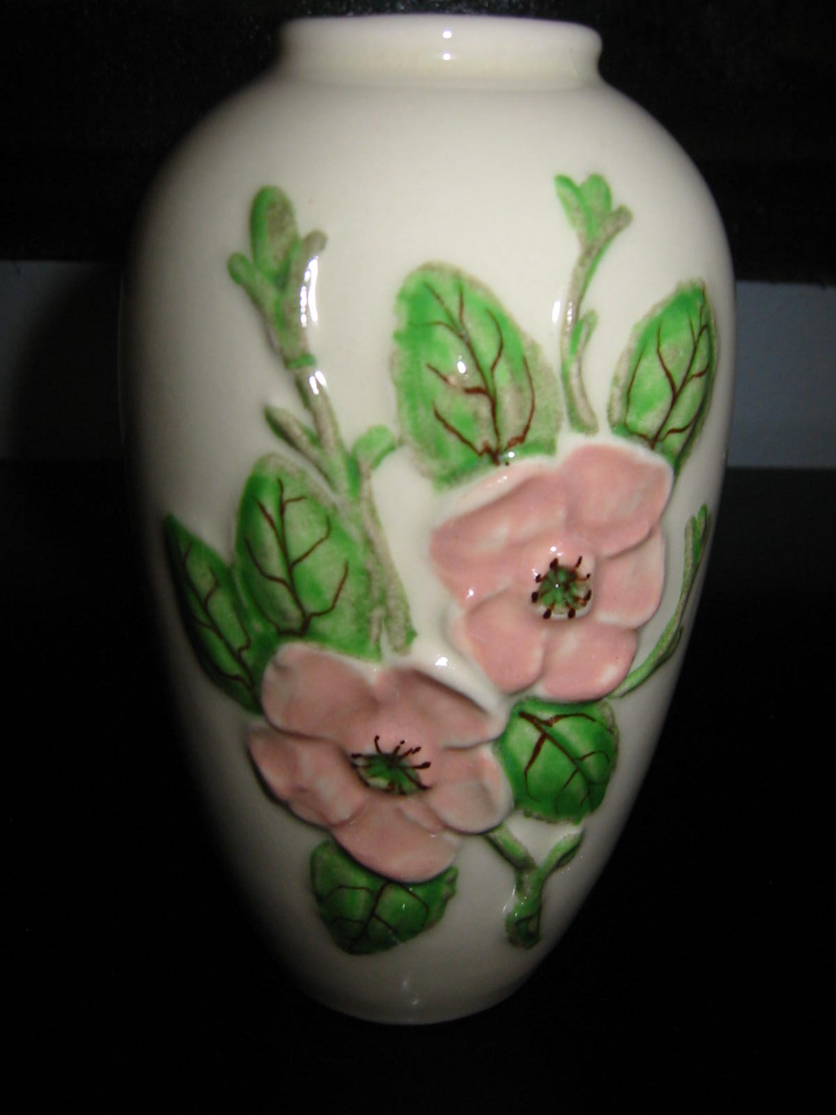Hull Pottery Rosella Flower Vase Pink Rose Green Stem Design