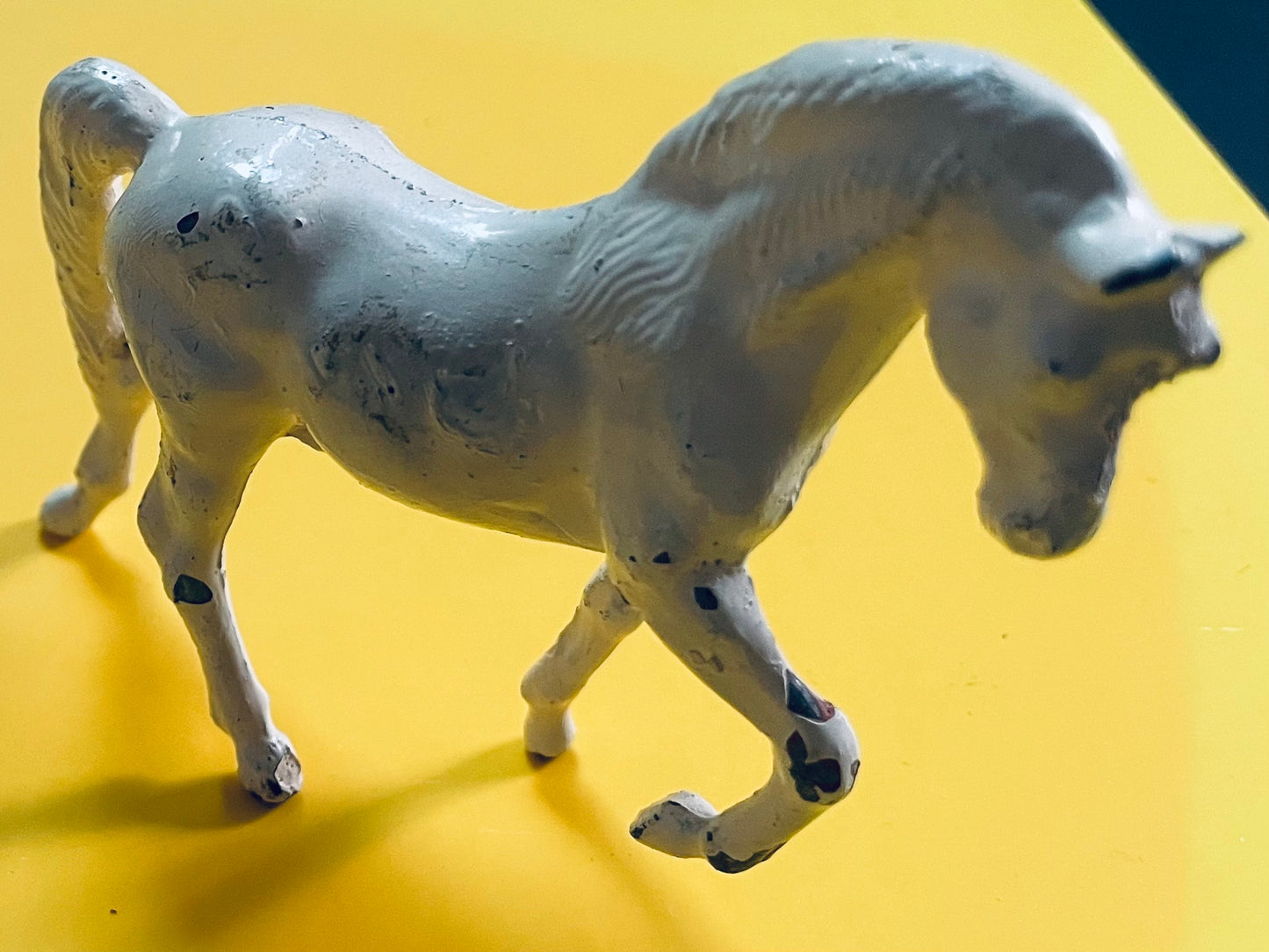 White Metal Mini Horses Marked In Relief Mid Century Modern Equestrian Decor