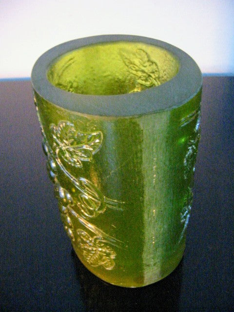 Transluscent Majolica Grape Cluster Green Resin Signature Vase