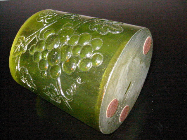 Transluscent Majolica Grape Cluster Green Resin Signature Vase