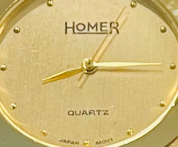 Homer Quartz Brass Miniature Gift Box Desk Clock Japan Movement