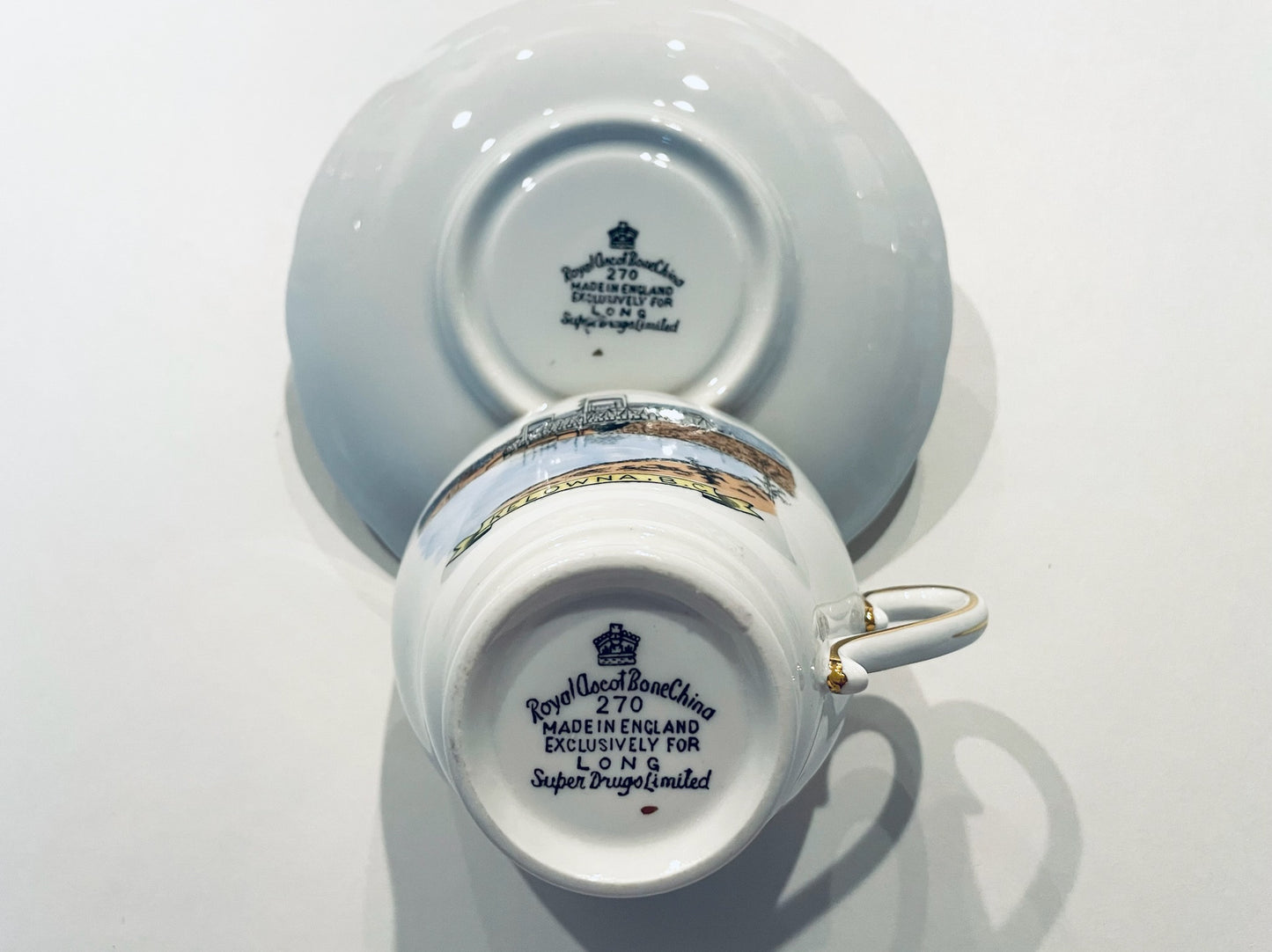 Royal Ascot Bone China England Teacup Saucer Kelowna City Park BC