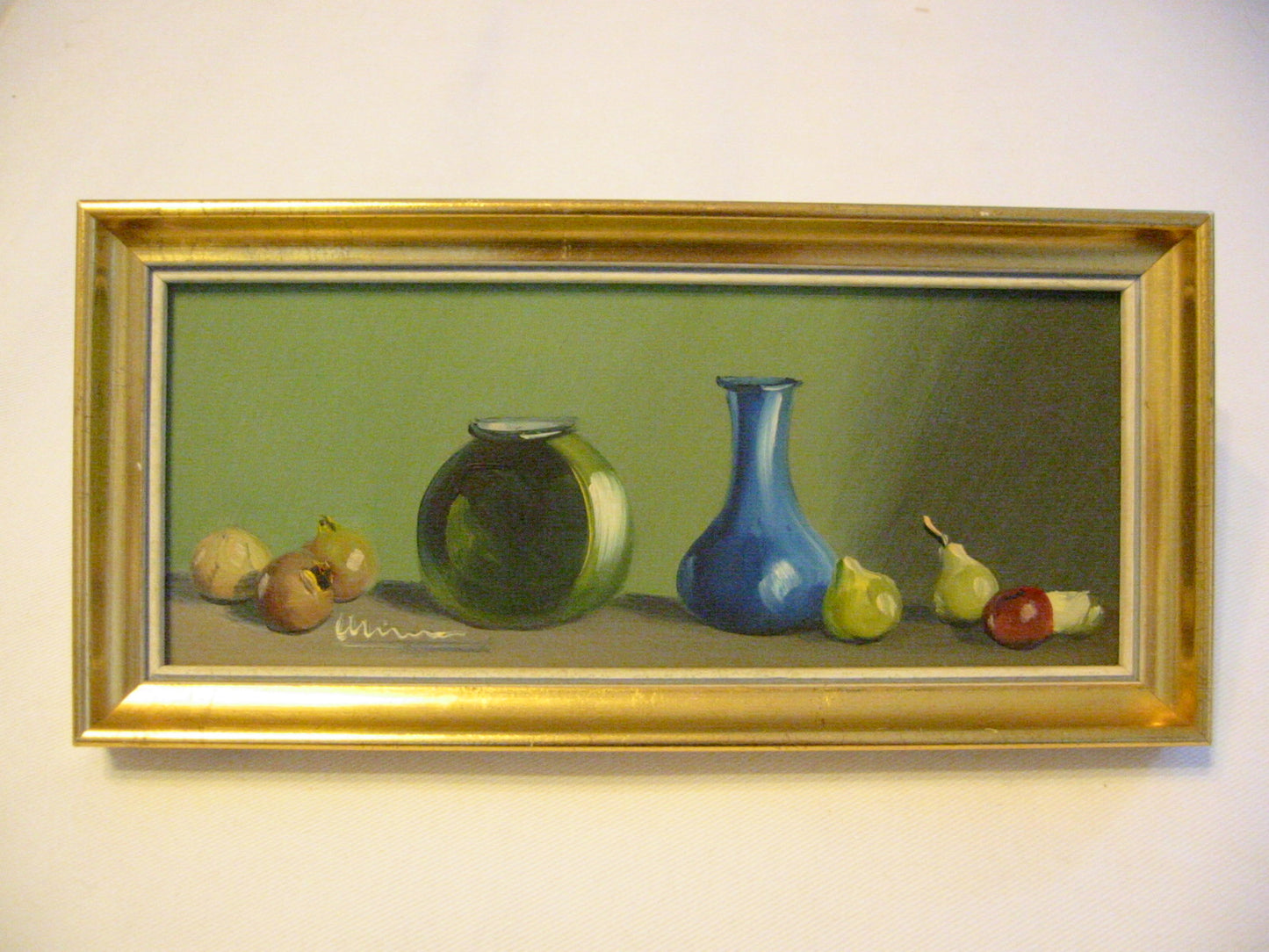 Still Life Impressionist Fruits Signed Oil On Board Framed in Spain