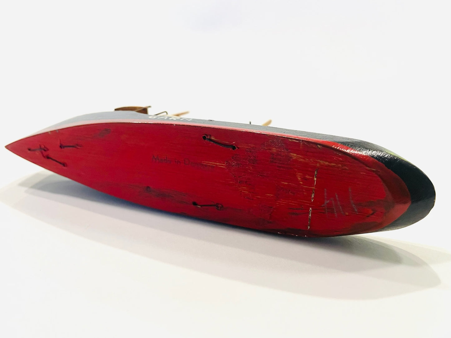 GARM Danish Steam Model Boat Hand Carved Painted Titled Made In Denmark