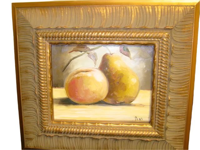 Still Life Fruits Oil On Board Signed Painting