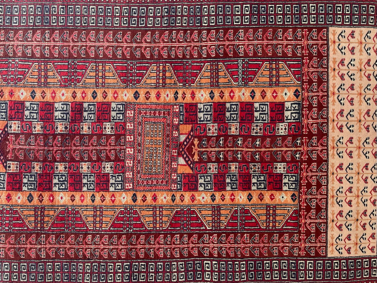 Turkman Area Rug Pile of Wool Tribal Art