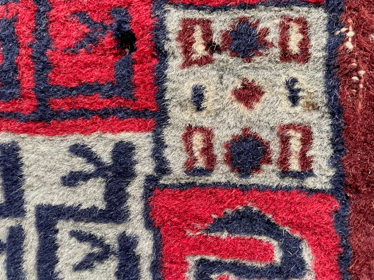 Turkman Area Rug Pile of Wool Tribal Art