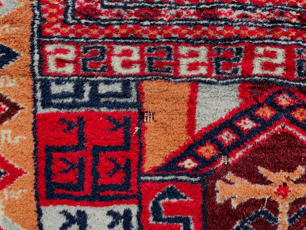 Turkman Area Rug Pile of Wool Tribal Art