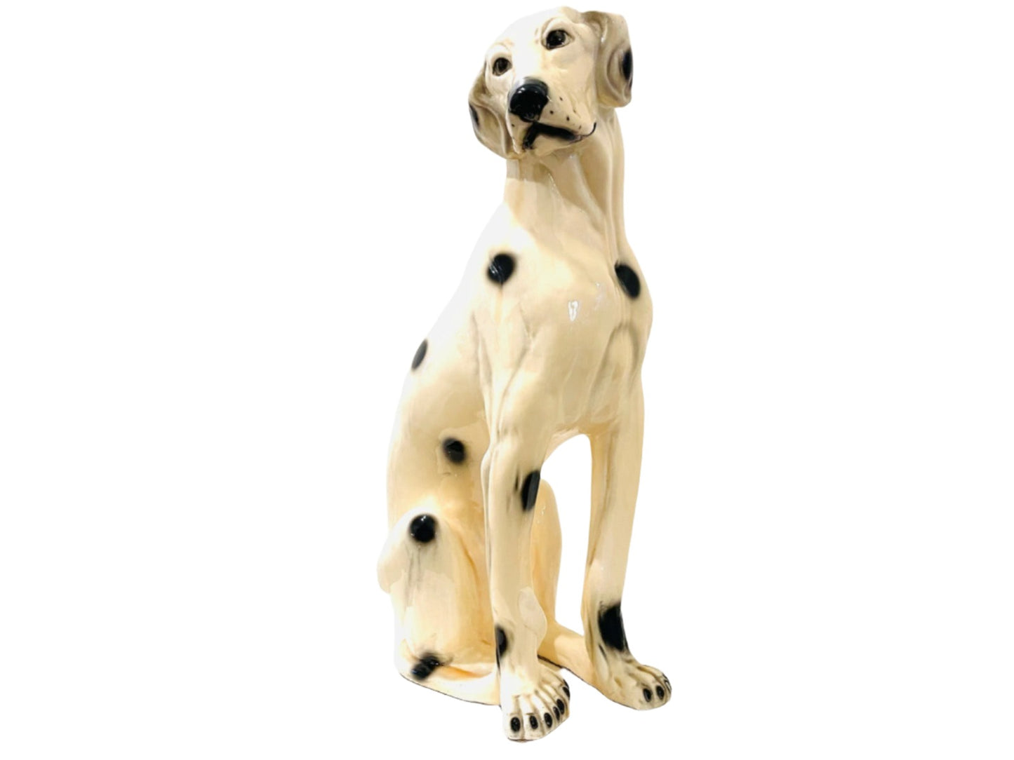 A Lifesize Signed Decorative Mid Century Modern Ceramic Dalmatian Dog