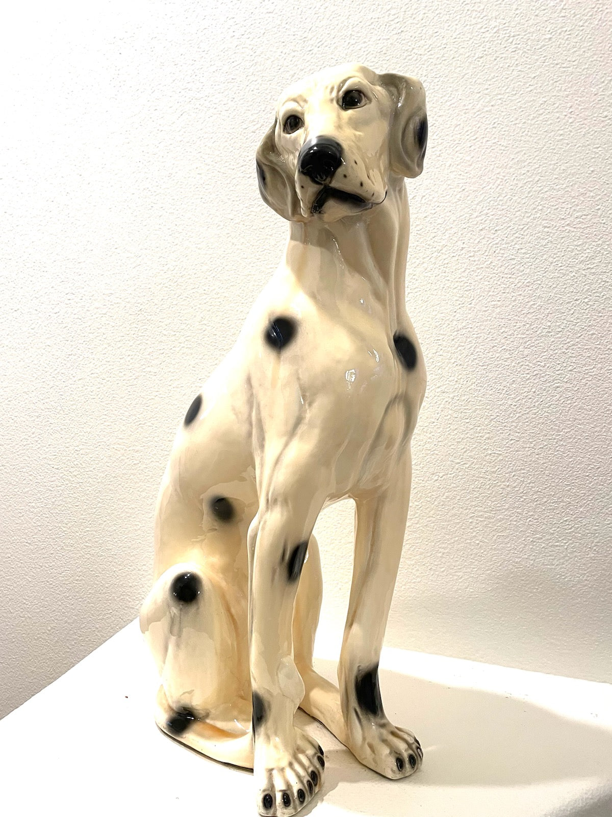 A Lifesize Signed Decorative Mid Century Modern Ceramic Dalmatian Dog