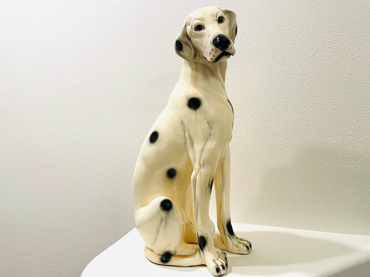 A Lifesize Signed Decorative Mid Century Modern Ceramic Dalmatian Dog