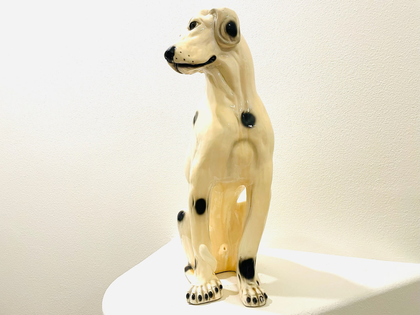 A Lifesize Signed Decorative Mid Century Modern Ceramic Dalmatian Dog