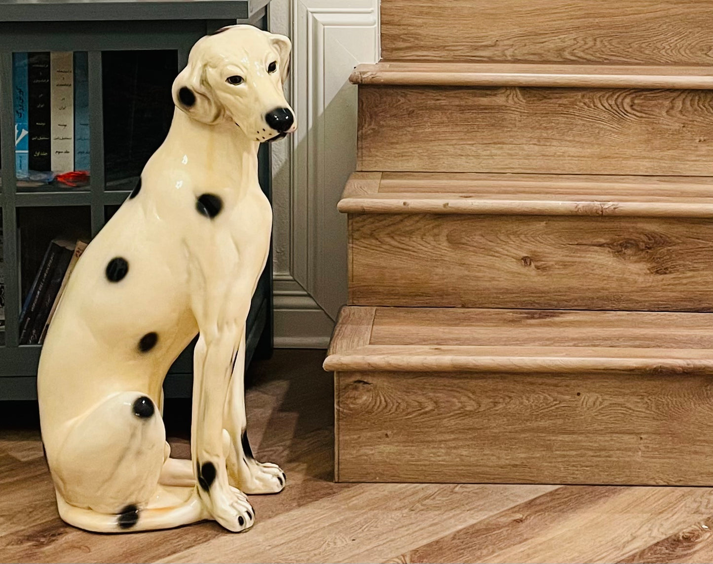 A Lifesize Signed Decorative Mid Century Modern Ceramic Dalmatian Dog