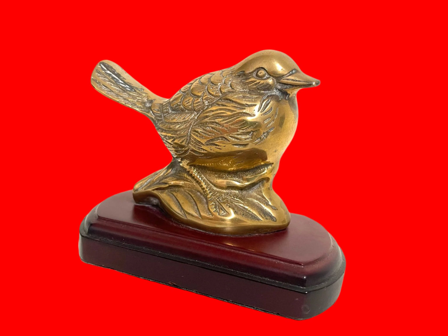 Brass Birds Elaborate Statues Bookends On Mahogany Stands